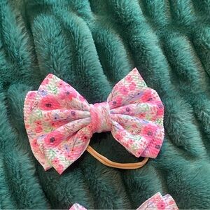 Floral Pink Hair Bow for Kids nylon headband